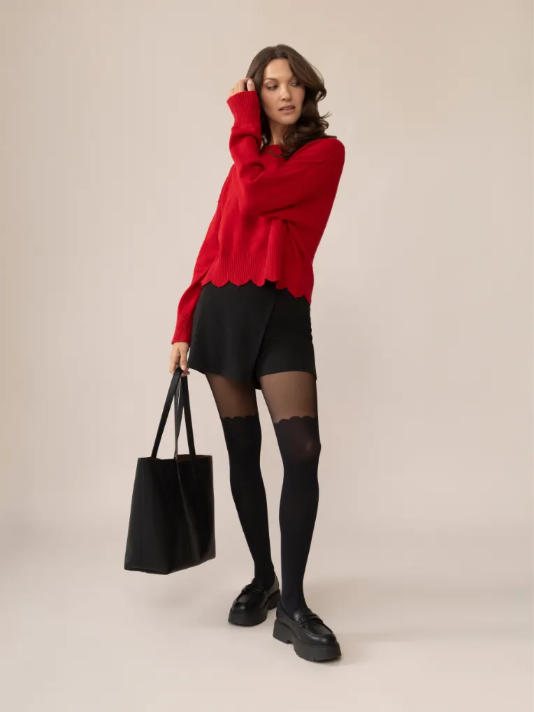 Scallop Over-the-Knee Tights